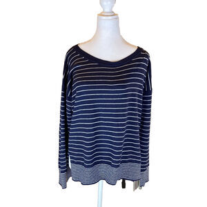 Gap Women’s Size Medium Navy Blue Striped Sweater Long Sleeve  Wool Blend